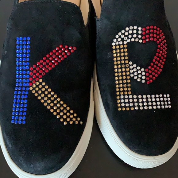 Karl Lagerfeld black suede embellished slip ons - Picture 11 of 11